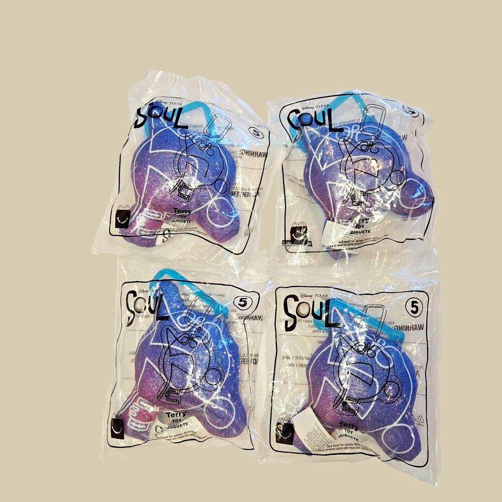McDonald's Disney Pixar Soul Terry Plush #5 Lot of 4 Sealed Happy Meal Toys
